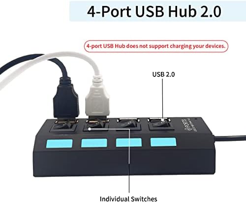 4-Портов USB хъб, 2.0, USB hub USB Сплитер с Отделни изходи за лаптоп, Компютър, клавиатура и Мишка, USB устройства