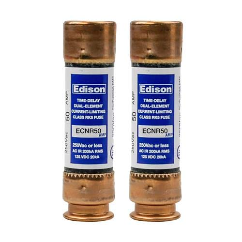 (2 опаковки) Съвместима замяна на предпазители Ferraz TR-50 - Edison с временна закъснение - 50 Ампера 250 - Двухэлементный RK5