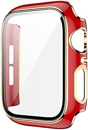 DFAMIN Стъкло + калъф за Apple Watch Case 45 мм 41 мм 44 мм 40 мм в два цвята Защитно фолио за екрана iWatch Series 8 7 6 SE 5 4 3 42 мм 38 мм (Цвят: 10 мм Златна закопчалка размер: серия 1 2 3 42 мм)