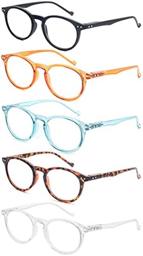Очила за четене TISHUI Женски Мъжки Кръгли Ридеры 5 Опаковки Цветни Стилни Очила-Измамници