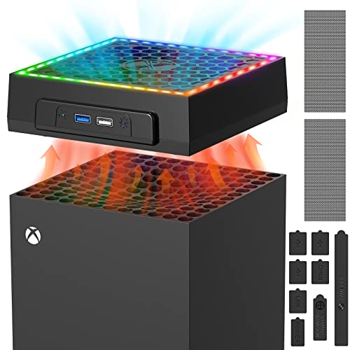 Охлаждащ вентилатор за конзолата Xbox Серия X с Цветна светлинна ивица, пылезащитным калъф, Гумени пылезащитными свещи, 12-инчов