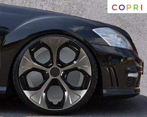 Комплект Copri от 4 Джанти накладки 14 инча, Сребристо-Черен, Капачка на Главината, Защелкивающийся На Toyota Corolla