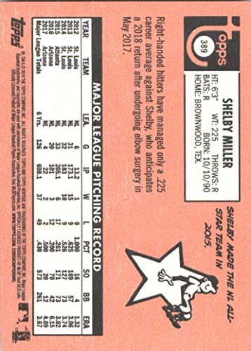 2018 Бейзболна картичка Topps Heritage 389 Шелби Милър Аризона Даймондбэкс