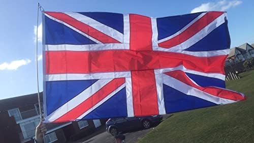 rhungift Открит Сверхпрочный Британски Флаг 3x5 фута, висок Клас Оксфордския 210D Найлон, Знамена Юниън Джак, Двоен Ред, Замък, Знамена на Обединеното Кралство, Знамената н