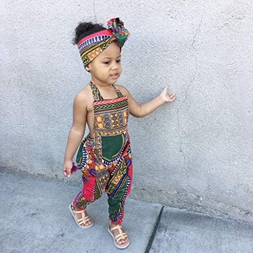 iOPQO/ Облекло за деца в африканския стил без ръкави за момичета, Летен гащеризон в стил Дашики За момичета, Сладко Дете (Многоцветен,