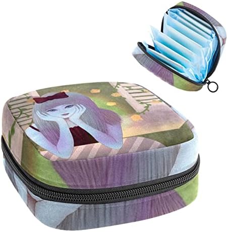 Чанта за съхранение на Хигиенни Кърпички ORYUEKAN, Преносими Многократна употреба Менструални Тампони джоб, Чанта за Съхранение на Тампони за Жени и Момичета, Цветя Дъ