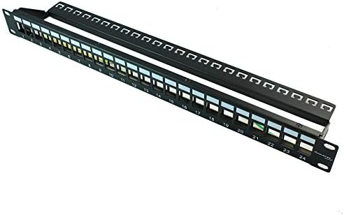 Универсална премина панел MyCableMart с 24 порта, 19Keystone (Заготовки, 1U) с шнур