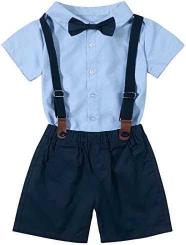 MNLYBABY/ Джентльменская дрехи за малките момчета, Официална риза с къс ръкав, Лигавник, Панталони, носи Вратовръзка, Комплект дрехи