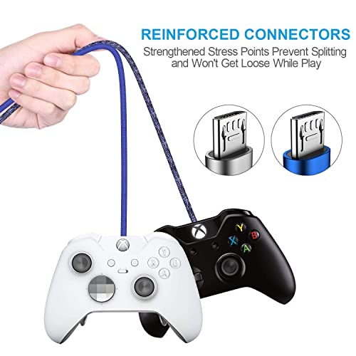 Кабела на зарядното устройство за контролера на Xbox One - 2 опаковки 10-фута нейлонового плетеного кабел Micro USB 2.0 за зареждане и възпроизвеждане, Кабел за синхронизация