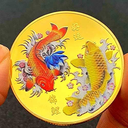 Китайската Риба Цвят Koi За Късмет Любима Монета Възпоменателна Монета Позлатени Биткоин Айта Монета Щастливата Монета Са Подбрани