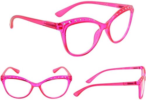 Gr8Sight 4-Pack Очила за четене за жени с дизайн на Котешко око, Сладък Модни Очила за четене с кристали