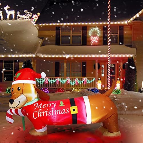 Украса за кучета-Вайнера ShinyDec с дължина 5 метра с Коледните Свитером, светодиодни Лампи, Надуваем Дашчунд за Празнична Двор