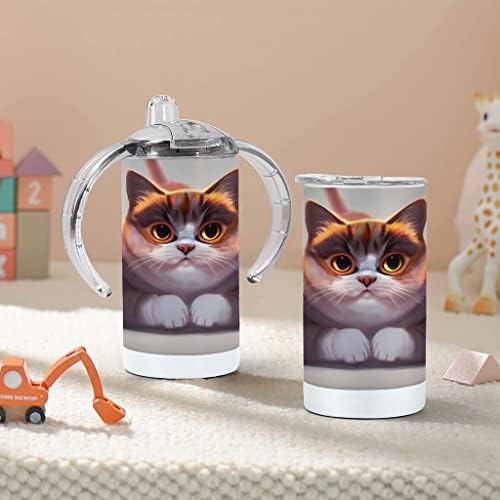 Чаша за Потягивания Хубава Котка - Fluffy Cat Baby Sippy Cup - Чаша За Потягивания С Художествен принтом