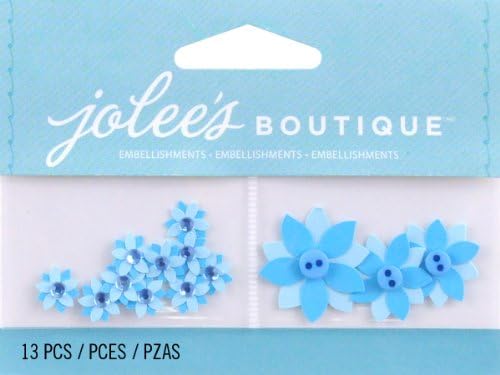 Обемни стикери Jolee's Boutique, Светло Сини Цветя, с бутоните за Центъра