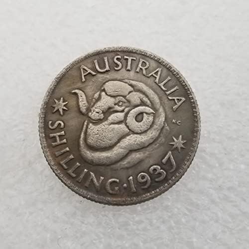 Старинни Занаяти Австралия 1937 Месинг Сребърно Покритие Стар Сребърен Долар Сребро През Цялата Външна Търговия