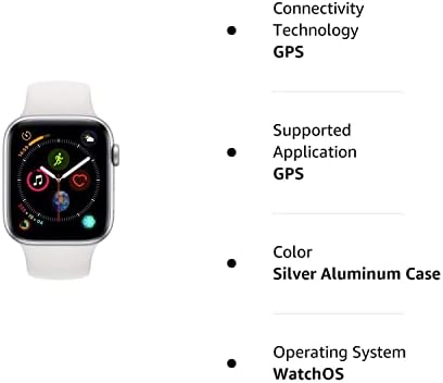 Apple Watch Серия 4 (GPS, 44 mm) - Сребрист алуминиев корпус с бял спортен каишка (обновена)