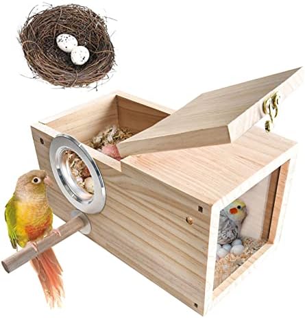ALI2 Птичи Къщичка За Отглеждане на Папагали Вложени Кутии За Птици, Дървени Акрилна Прозрачна Птичья Клетка Къща с Каракулевой