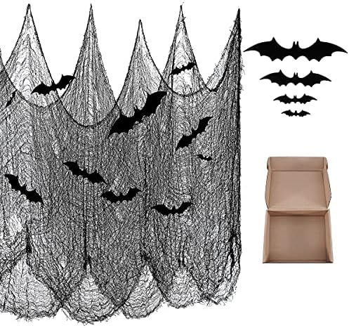 3шт (30x118 ) Гигантски размер Зловеща кърпа за Хелоуин.Трябва за декорация Хелоуин Безплатно за 16 стикери Хелоуин Bats 3D Black Bat.Аксесоари за парти в чест на Хелоуин За Дек?