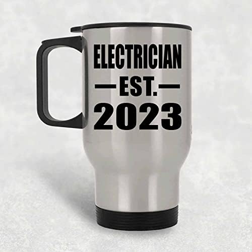 Дизайн, Създаден от Електротехник EST. 2023, Сребърен Пътна Чаша С Изолация от Неръждаема Стомана от 14 унции, Подаръци за рожден
