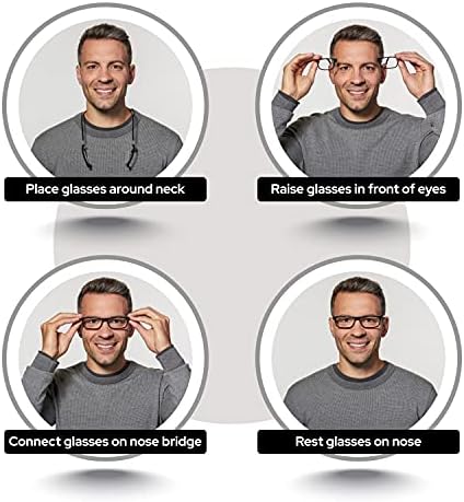 Магнитни очила за четене Clic, Компютърни Ридеры, Сменяеми лещи, Регулируеми лък тел, Оригинални, (Червен, Увеличаване на 1,50)