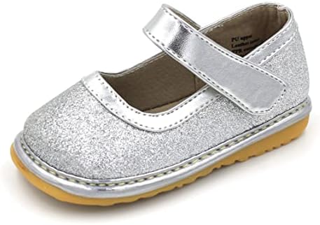 Бутик Little Mae's Mary Jane с скрипучими туфлями за малки момичета, Идеални обувки за разходка с подвижни пищалкой и Регулируема