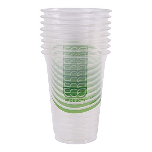Еко-продукти ЕП-CC12-GS, Прозрачна чаша за охлаждане в зелена ивица обем 12 унции (в опаковка от 1000 броя)