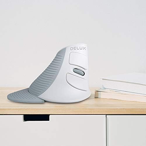 Вертикална безжична мишка DELUX, Безжична Ергономична мишка 2,4 G с 3 регулируеми DPI (800/1200/1600), 6 копчета, Сваляща се съсредоточи за китката Намалява болката в китката и че