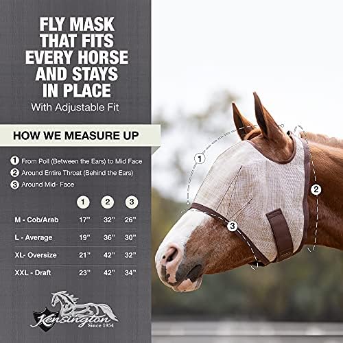 Окото покритие маска Kensington Fly Mask — Предпазва лицето и очите на коня от ухапвания и слънчевите лъчи, като същевременно осигуряват