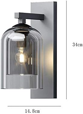 Wmdtr Модерните Стенни Лампи С Двоен Стъклен Абажуром, Iron Артистичен, с монтиран на стената Лампа, Геометрични Черни Метални Стенни