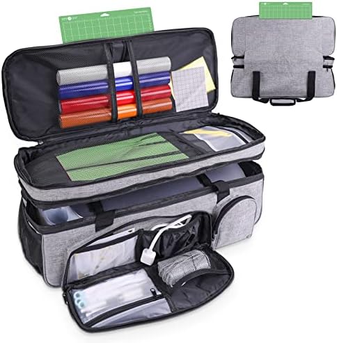 Двупластова чанта-куфар HTVRONT, Водоустойчива чанта с множество джобове за Cricut Explore Air 2, Cricut Maker 3, Cricut Explore