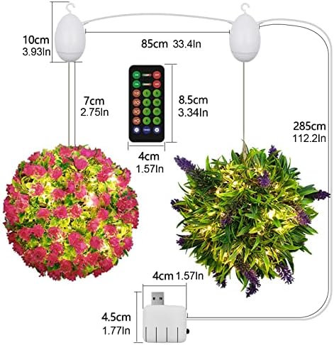 LIBOOI Въртящ се Цветен Балон, Изкуствен Балон-Топиарий с USB Led Гирлянди, Дистанционно Управление, Подвесная Кошницата за Растения за Декорация на дома, в градината, в з