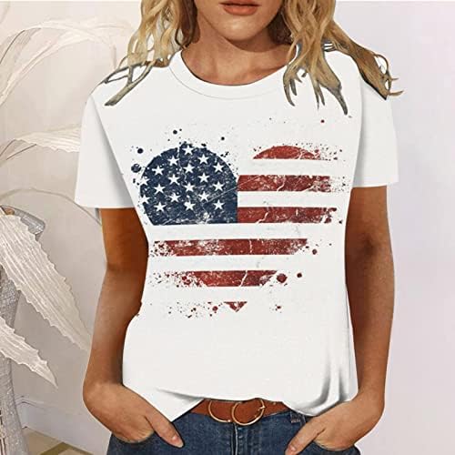 Тениски с Къс ръкав за Момичета, Отвор на Вратата, Пеперуда, Американски Флаг, Звезда, Сърце, Графични Ежедневни Обикновена Блузи,