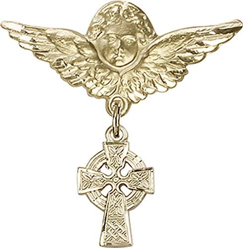 Детски икона Jewels Мания за талисман във формата на келтски Кръст и икона на Ангел с крила | Златни детски икона с талисман във