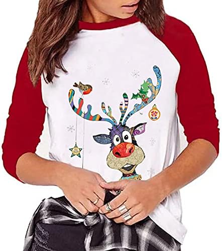 4ZHUZI Сладък Коледен Пуловер за Жени, Забавни Ризи с дълги Ръкави и Принтом от Северен Елен, Есенна Новост, Коледни Свитшоты с