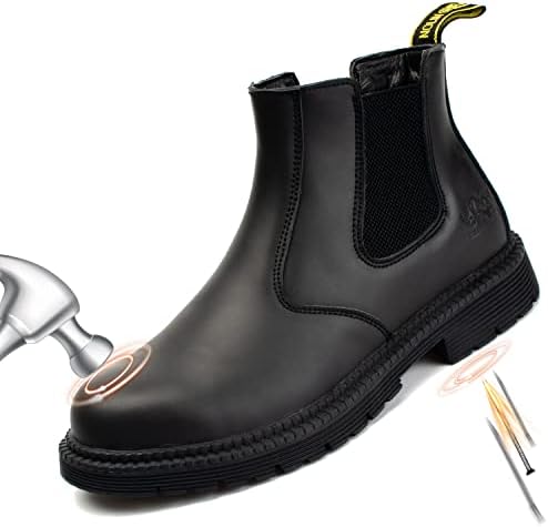 Мъжки обувки NOLINSHIELD със стоманени пръсти, Леки Работни обувки без закопчалка, Безопасни, Кожени, Удобни, Защитени от пробиви, Работни обувки механика