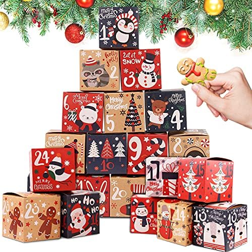 Кутията с Коледните Адвент-Календар LOKIPA, Подаръчни Кутии с Обратното Броене от Крафт Хартия на 24 Ден за Децата и Семейството