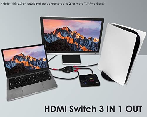 DS. ОТЛИЧИТЕЛЕН СТИЛ HDMI Комутатор HDMI Концентратор Сплитер HDMI, 3 в 1 Изход HDMI Адаптер за вашия телевизор Поддържа Full HD 1080P, 4K 3D