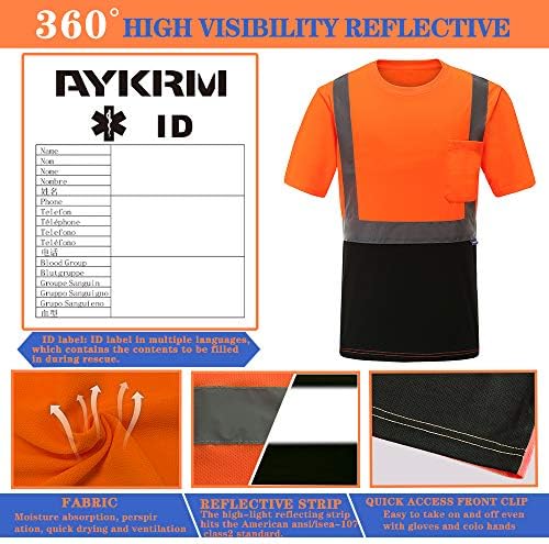 Защитна тениска AYKRM, Светоотражающая тениска с висока видимост hi vis с дълъг ръкав (XS-6XL)