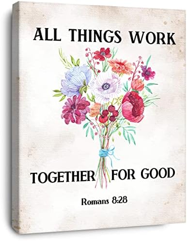 OTINGQD Всички Работят Заедно В Полза на Римляните 8: 28 Платно на Стенно Изкуство, Библейски Стих на Свещеното Писание Платно Живопис