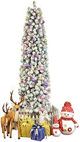 Коледно Дърво ZPEE от Изкуствена Карандашного Сняг, Коледна Елха с височина 7,5 метра, с Метална Стойка, Навесная Коледна Бор Премиум-Клас,