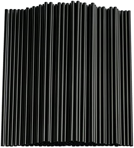 Черни сламки, Дълги са за Еднократна употреба Пластмасови сламки за пиене дължина 100 бр. (диаметър 0,23 инча и дължина 10,2 инча) -Черен