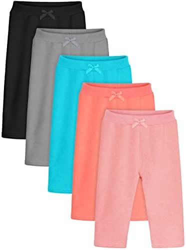 Resinta/ Флисовые панталони за малки момичета в 5 опаковки, Зимни Топли Меки Панталони от микрофлиса с Еластичен колан и лък, 5 цвята