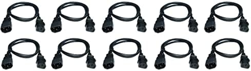 Захранващ кабел RiteAV C13 - C14, 14AWG, 15 Ампера / 250 Волта, отговаря на стандартите на SJT, UL, CSA, RoHS, Черен - 10 фута (10 опаковки)