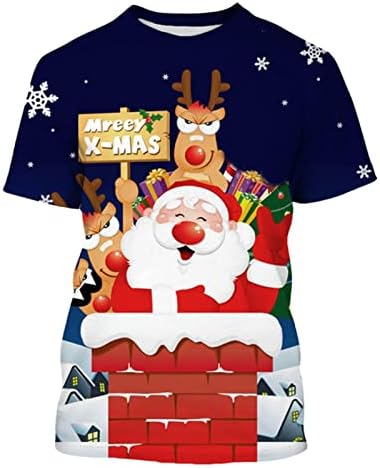 XZHDD Тениски с къс ръкав Коледен войници за мъже, тениски с кръгло деколте и принтом Дядо Коледа, върховете на домашно парти, Ежедневни