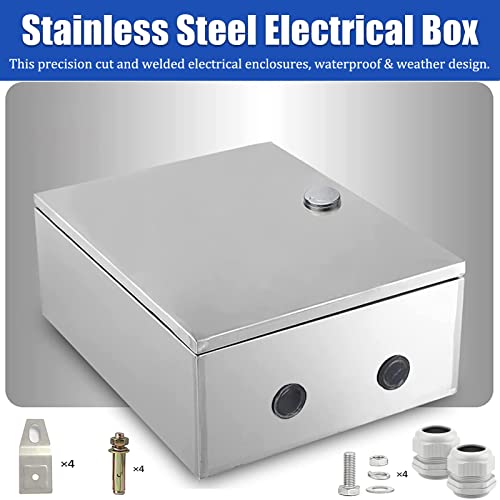 Електрическа кутия от неръждаема стомана, Водоустойчив Метален корпус с Електрически ключ, капак и монтажна плоча, Защитени от атмосферни