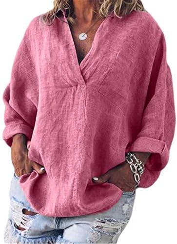 Женска тениска Andongnywell с V-образно деколте, Ежедневни Блузи, широки Ризи, Туника с ръкав Прилеп, Пуловери, Ризи, Туники, Риза