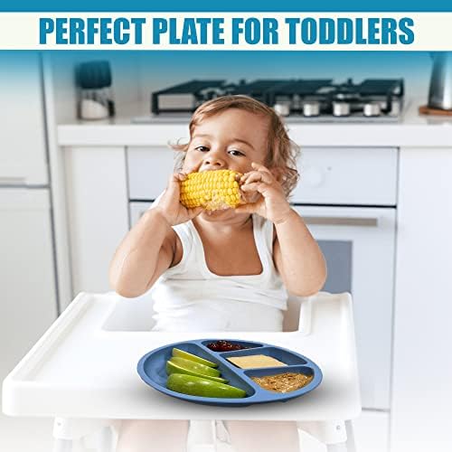 Детски нещастници Weemartt с покритие – Силикон в чиниите на децата с функция за засмукване | Може да се използва в микровълнова