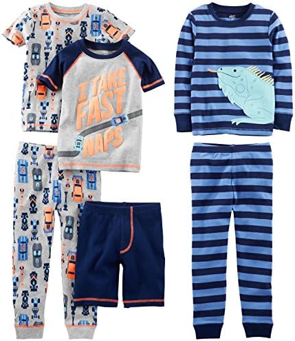 Памук пижамный комплект Simple Joys by Carter's, за бебета, деца и момчета от 6 теми, плътно прилежащ на фигурата