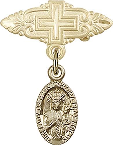 Детски икона Jewels Мания за талисман на Дева мария Ченстоховской и игла за икона с Кръст | Детски икона от 14-каратово злато с