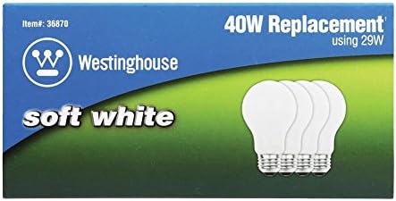 Уестингхаус Lighting 3687000 Еко-Халогенна лампа мека бяла светлина A19 капацитет 29 W, със Средна цокъл (4 бр.), броя лампи 4 (опаковка